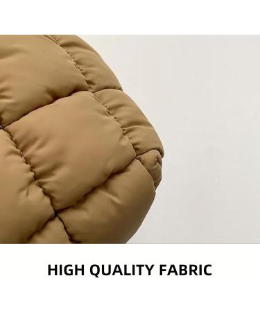 Stylish Puffy Quilted Makeup Bag | 2024 Fashion Travel Cosmetic Pouch - Large Clutch for Women & Girls in Black White Pink Brown - Buy Online on GoSupps.com