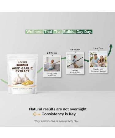 Enerra Aged Garlic Extract 300 Count 7500mg Odorless Organic Garlic Supplement for Heart & Immune Support Vegetarian Non-GMO All-Natural Softgels 2-Year Matured for Antioxidant Wellness (1pc) - Buy Online on GoSupps.com