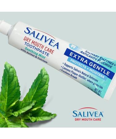 SALIVEA Dry Mouth Toothpaste - Soothing Mint with Natural Enzymes | Paraben-Free Gentle Care for Dry Mouth | 4.3 oz Tube - Buy Online on GoSupps.com