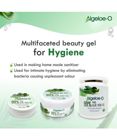 Algeloe-O Organic Aloe Vera Gel 99% Pure Natural - USDA Certified - 200ml/6.76oz - Buy Online on GoSupps.com