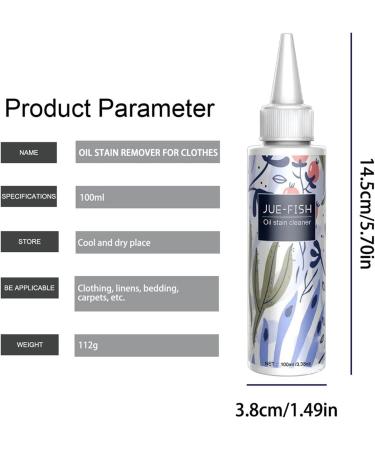 Clothes Oil Stain Remover - 100ml Laundry Carpets Mattress Upholstery Stain Remover | Clothing Cleansing Agent Tools Quick and Easy Dirt Spot Removal Stain Remover for Clothes Carpet Stain Luckyda - Buy Online on GoSupps.com