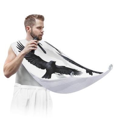 Crow Beard Bib Apron Beard Hair Catcher for Men Shaving Fathers Day Anniversary Christmas Gifts for Dad Husband Beard Bib with 2 Suction Cups