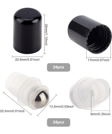 BENECREAT 24 Sets Essential Oil Roller Inserts Kit - Stainless Steel Balls & Black Caps for 5-15ml Bottles | Ideal for Essential Oils & Cosmetics - Buy Online on GoSupps.com