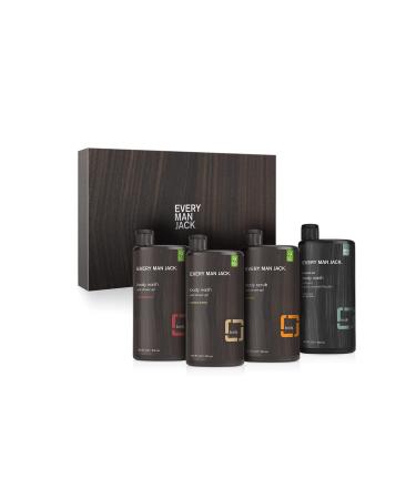 Every Man Jack Collection Body Wash Gift Set - Includes Four Full-Sized Body Washes with Clean Ingredients & Incredible Scents - Cedarwood, Sandalwood, Citrus, Sea Salt Fragrances Collectors Box