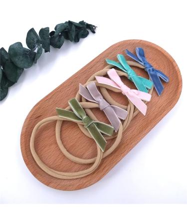 Velvet Bow Soft Stretchy Headbands for Newborn Infant Toddlers Hair Bow Elastic Bands Baby Girls Nylon Hairband (7 CM Mini 32 PCS) - Buy Online on GoSupps.com