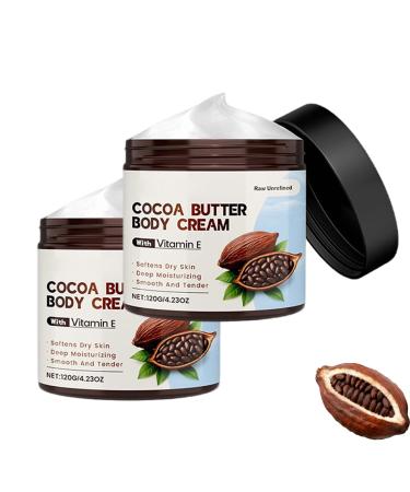 VSDFAW Cocoa Butter Body Cream with Tocopherol & Coconut Oil Body Butter Creamy Moisturizer for Long-Lasting Moisture & Soft Skin(4.23Oz/Pcs) (2Pcs)