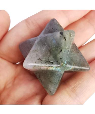 Lovionus89 Natural Moonstone Merkaba Crystal Protection Sacred Meditation Energy Generator Healing Chakra Six Pointed Star 1 Inch