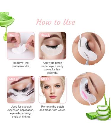 50 Pairs URAQT Eye Gel Pads: Lint Free Eyelash Extension Patches with 10 Brushes - Premium Pink Eyelash Pads for Pro Salon and Individual Use - Buy Online on GoSupps.com
