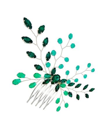 FOYTOKI Crystal Hair Comb Bride Headpiece Rhinestone Hair Comb for Women Rhinestone Hair Combs Hair Side Comb Hair Combs for Women Hair Accessories for Wedding Green Rhinestone Hair Comb