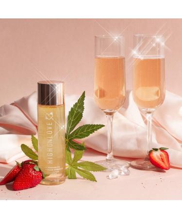 HighOnLove Natural Hemp Oil with Grapeseed & Vitamin E | Skin Care & Relaxation (120 ml) - Strawberries & Champagne - Buy Online on GoSupps.com