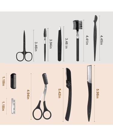 Professional 8in1 Eyebrow Trimmer Set for Women and Men - Razor, Brush, Comb, Scissors, Tweezers - Buy Online on GoSupps.com