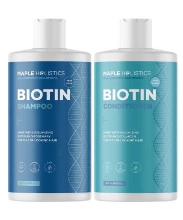 Volumizing Biotin Shampoo and Conditioner Set - Sulfate Free Shampoo and Conditioner for Dry Damaged Hair and Scalp Care - Volumizing Shampoo for Thinning Hair with Jojoba and Argan Oil for Hair Care 16 Fl Oz (Pack of 2)