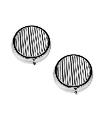 Black & White Stripe Printed Mini Round Pill Box Pill Box 3 Compartment Medicine Pill Case Pill Organizer Travel Pillbox Portable Pill Box for Pocket Home Office Use