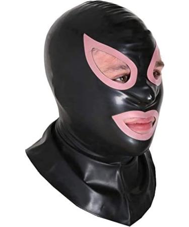 Latex Hood Rubber Mask - Black & Pink with Contrast Trim | 0.6mm International Shipping - Buy Online on GoSupps.com