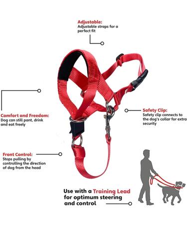 Buy Barkless Dog Handlebars - No Pull Adjustable Padded Halter with Training Guide for Medium Dogs - Red - Buy Online on GoSupps.com