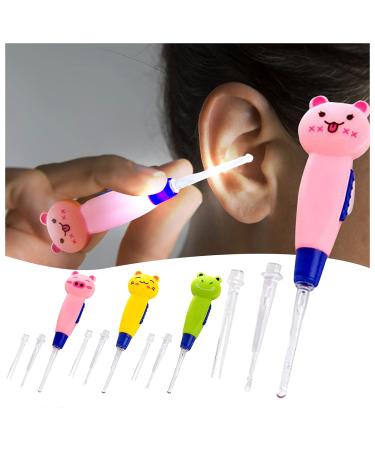 LED Lighting Earwax Remover Tool Removable Luminous Earplugs Earwax Cleaning Kit for Adult Children Baby Use (Pink)
