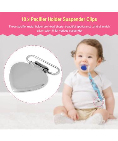 10pc Metal Heart Suspender Clips - DIY Pacifier Clips & Bib Holders | Perfect for Toys & Baby Essentials - Buy Online on GoSupps.com