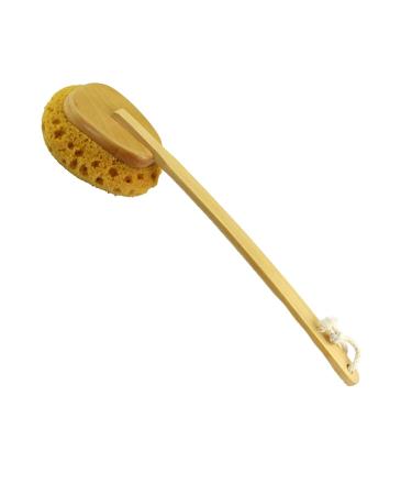 Long Handle Shower Body Brush with Sea Sponge - Gentle Exfoliating Bath Scrubber - Buy Online on GoSupps.com
