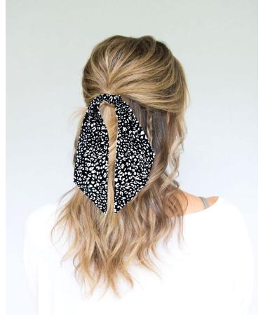 Black Floral/Striped Scarf Scrunchie Set - 5pcs Chiffon/Silk Hair Ties for Women - Buy Online on GoSupps.com