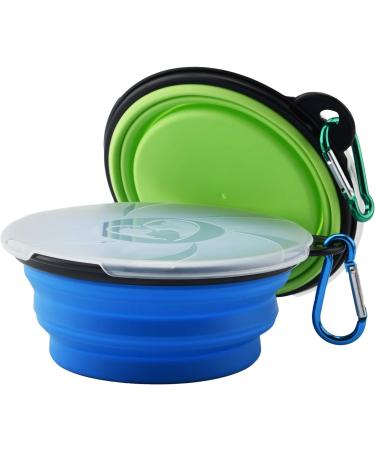Portable Silicone Dog Bowls - Aoliandatong Foldable Travel Bowls with Lid & Hook - 2 Pack (450ml) - Ideal for Camping Trips & Walks - Buy Online on GoSupps.com