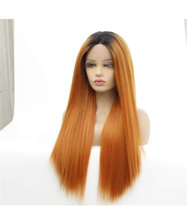 wig High temperature resistant chemical fiber wig long straight hair front lace half hand hook cover