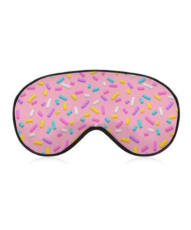 Pink Decorative Sprinkles Sleeping Mask Soft Comfortable Eye Mask with Adjustable Head Strap Light Blocking Eye Cover Shade for Boys Girls Women Men Plane Travel