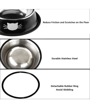 Domi Pro Non-Slip Stainless Steel Cat Bowls Set in Gray & Black - Ideal for Food and Water - Kitten Friendly (Black) - Buy Online on GoSupps.com