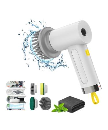 Sinoshi Spin Power Scrubber Electric Spin Scrubber Cordless Power Spin Scrubber Rechargeable Handheld Power Scrubber Spin Brush Multifunctional Cleaning Brush Tile Sink Bathroom (White B)