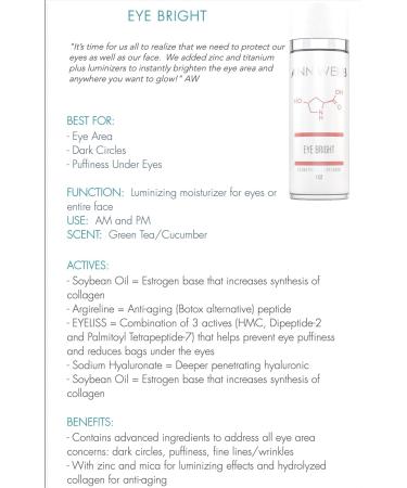 Ann Webb Eye Bright Eye Cream with Collagen Peptides & Hyaluronic Acid - Combat Dark Circles, Puffiness, and Fine Lines - Firms, Hydrates, and Brightens Eyes - 1oz - Buy Online on GoSupps.com