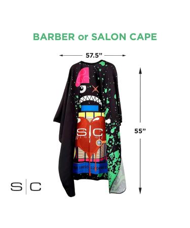 Stylecraft Professional Barber Water Resistant Hair Cutting Cape - One Size Radioactive Black | Shop Internationally - Buy Online on GoSupps.com