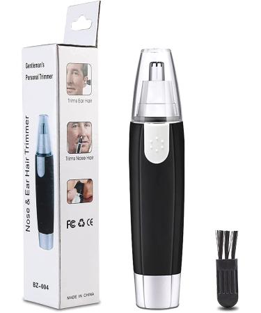 YunQin Ear and Nose Hair Trimmer Men and Women Easy Cleansing Dual Edge Blades Battery Operated Eyebrow Clipper Painless Facial Trimmer-Black (Black)