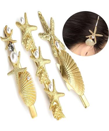 3 Pieces Starfish Hair Clips Pearl Seashell Hair Barrettes Seashell Starfish Spring Hair Clip for Women and Girls Hair Pin Hair Accessories - Buy Online on GoSupps.com