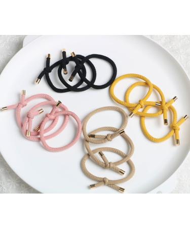 12pcs Elastic Hair Ties Stretch Rubber Bands - Pack of 12 Women's Knotted Hair Rope Ponytail Holders (4 Colors) - Buy Online on GoSupps.com