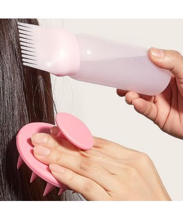 2 pcs Root Comb Applicator Bottle with 2 Scalp Massager Shampoo Brush 6 Ounce Plastic Squeeze Bottle Applicator Brush Home Salon Hair Coloring and Scalp Treatment Tool(Pink) - Buy Online on GoSupps.com
