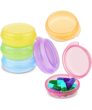 Wllhyf Small Pills Organizer Box - 6 Pieces Portable Mini Travel Medication Case - Transparent Round Vitamin Containers in Multiple Colors for Outdoor Trips - Buy Online on GoSupps.com