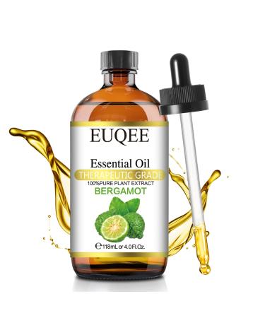 EUQEE Bergamot Essential Oil 100% Pure & Natural Bergamot Oil for Aromatherapy, Diffuser, Candle and Sopa Making Large Bottle with Gift Box - 118ml 4 fl.oz.