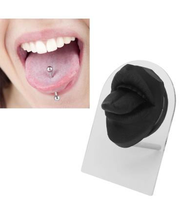 Tongue Puncture Practice Tool - Realistic Silicone Oral Tongue Model with Holder for Lip & Nail Practice (Black) | International Shipping Available - Buy Online on GoSupps.com