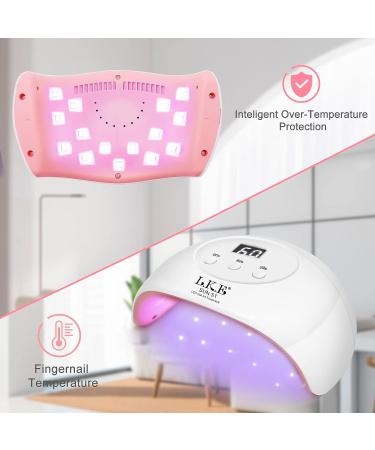 LKE Gel Nail Polish Kit with 72W UV Nail Lamp | 6 Nude Pink White Colors | Gel Top & Base Coat | DIY Manicure Set for Women - M02-Pink Nude - Buy Online on GoSupps.com