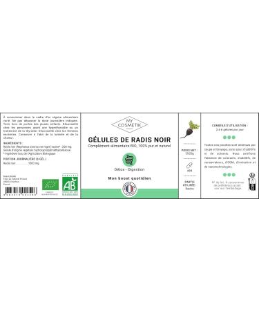 MY COSMETIK Organic AB Black Radish Capsules - 100% Pure and Natural - Small Pill Box - 90 Capsules - Buy Online on GoSupps.com