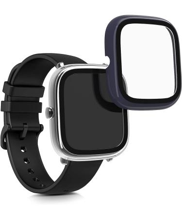 kwmobile Huami Amazfit GTS 2 Mini Cover Set - Tempered Glass with Plastic Frame - Dark Blue/Transparent (2-Pack) - Buy Online on GoSupps.com