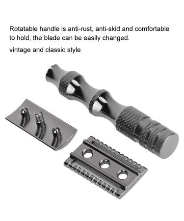 KENANLAN Classic Men's Manual Razor - Vintage Double Blade Razor with Non-Slip Metal Handle (Black) - International Shipping Available - Buy Online on GoSupps.com