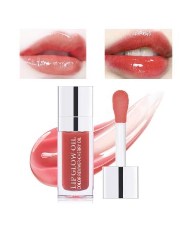 Prreal Tinted Lip Oil Plumping Lip Gloss Hydrating Lip Glow Oil Lip Care Moisturizing Clear Toot Lip Oil for Dry Lips Nourishing Water Glossy Glass Lip Oil Gloss Non-Sticky Shine Lip Tint (Rosewood)