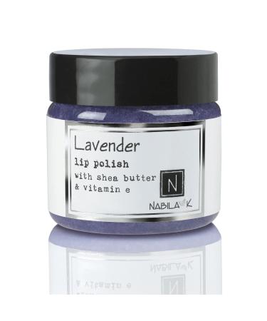 Lavender Lip Polish 1 oz by Nabila K - Hydrating Lip Exfoliator & Moisturizer with Shea Butter and Vitamin E for Dry and Chapped Lips - Cruelty-Free Real Sugar Made in USA