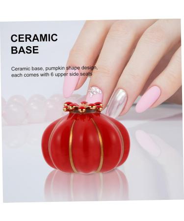 FRCOLOR Pumpkin Slices Magnetic Base Nail Practice Base Magnetic Mount Manicure Practice Base Nail Art Tip Holder Nail Training Holder Magnetic Nail Stand Nail Supplies Ceramics 5.5X4cm Red - Buy Online on GoSupps.com