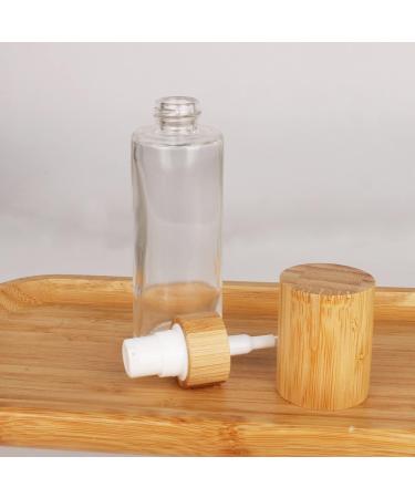 COSIDEA 6 pcs Empty 1oz / 30ml bamboo lids clear glass bottle with lotion pump dispenser refillable emulsion cosmetic cream bottles toiletries refill travel container 30 ml With Lotion Pump - Buy Online on GoSupps.com