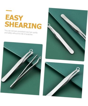 Frcolor Stainless Steel Round Nose Hair Clips - 5-Pack Reusable Beard & Eyebrow Tweezers for Men - Yellow - 9.8x1cm - Perfect Grooming Tool for Nose & Eyelash Hair Removal - Buy Online on GoSupps.com