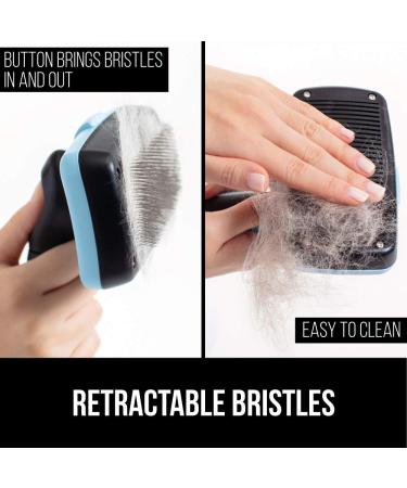 Gorilla Grip Self Cleaning Pet Slicker Brush for Dogs and Cats - Shedding and Dematting Tool for Long or Short Hair Pets - Detangle Undercoat Fur - Blue, 7.28 x 4.96 - Buy Online on GoSupps.com