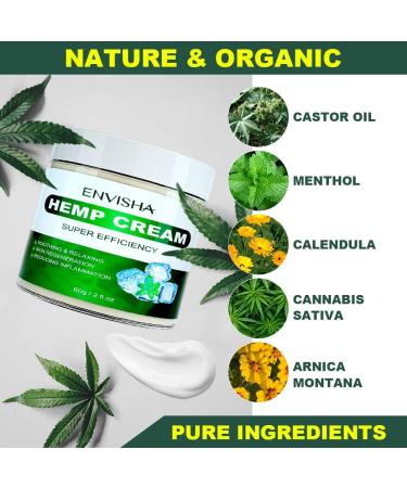 ENVISHA Hemp Cream - Hydrating & Moisturizing Body Cream for Men and Women - 2 oz - Buy Online on GoSupps.com