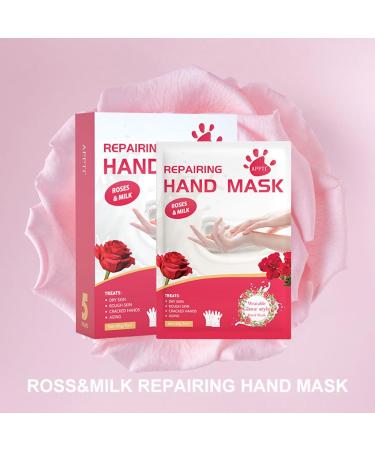 Moisturising Hand Mask for Dry Hands Hand Moisturising Gloves - Hand Masks Hand Care Spa Treatment Intensive Repair for Extremely Dry Cracked Hands - 5 Packs Rose & Milk Roses & Milk - Buy Online on GoSupps.com