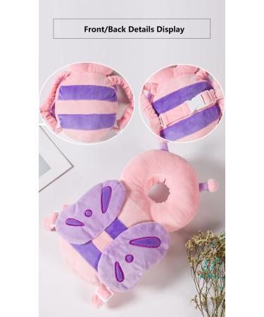 JunNeng Toddler Baby Head Protector Pad with Knee Pads & Anti-Slip Socks - Pink Butterfly Design | 6 Months-3 Years - Buy Online on GoSupps.com